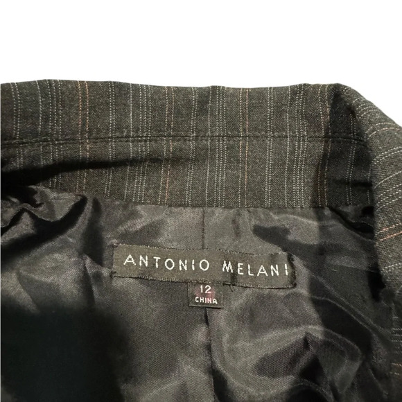 EUC Antonio Melani Belted Jacket Business Casual sz 12 charcoal w/ red pinstripe - Picture 5 of 5